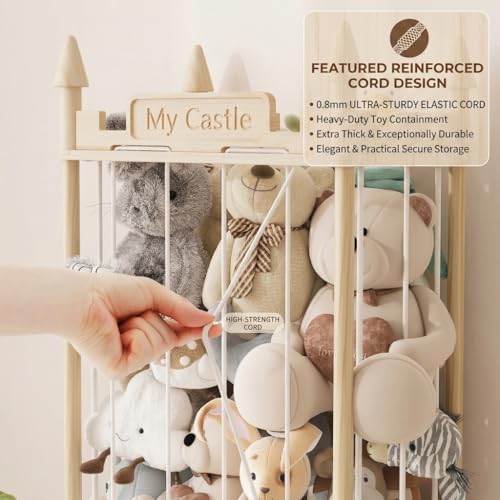 57" Wooden Stuffed Animal Storage Tower with Toy Chest - Castle Design