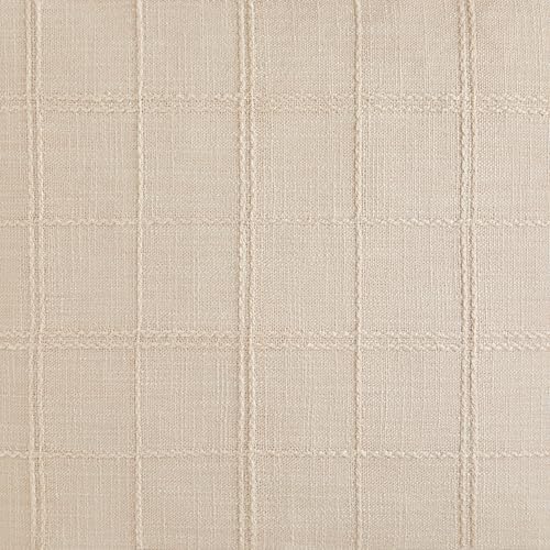 Linen Blend Checked Table Runner, 13x72 Inches Neutral Beige Farmhouse Decor