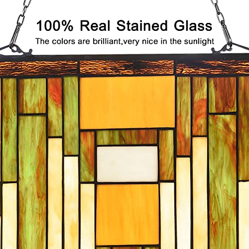 Tiffany-Style Antique Stained Glass Window Panel 22x17