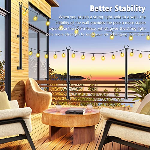 5ft Outdoor String Light Poles - Heavy-Duty Galvanized Steel, 2 Pack