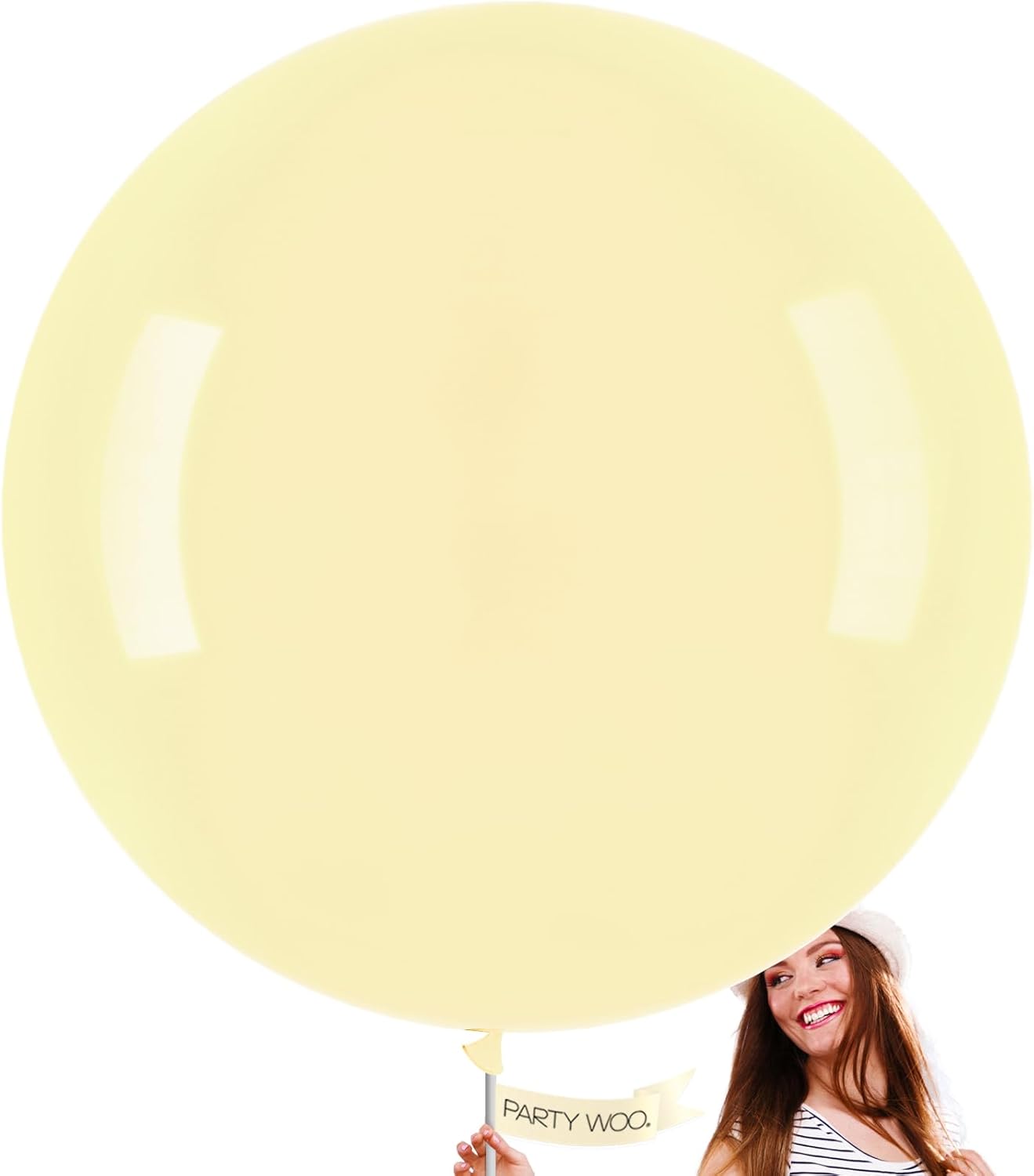 PartyWoo Pastel Yellow Balloons - 36 Inch Latex Helium Balloons for Graduation & Baby Showers