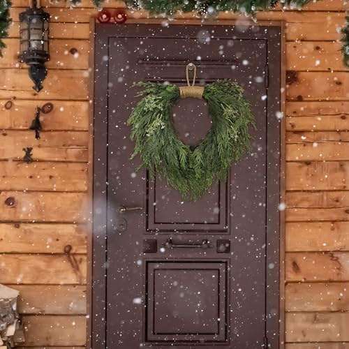 16-Inch Norfolk Pine Christmas Wreath for Front Door and Home Decor