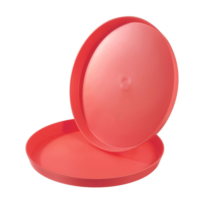 PATIKIL 14" Restaurant Serving Trays, 2 Pcs Round Non-Slip Food Service Tray Platter Reusable Plastic Fast Food Serving Tray for Bar Coffee Home Cafeteria Hotel, Red