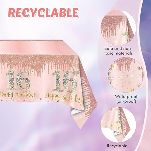Sweet 16 Birthday Party Decorations Set, Rose Gold Plates and Napkins Kit