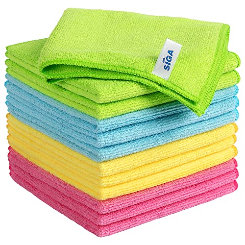 MR.SIGA Microfiber Cleaning Cloths 12 Pack - Streak Free & Absorbent