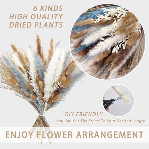17-Inch Natural Dried Flower Bouquet, Boho Pampas Grass Arrangement