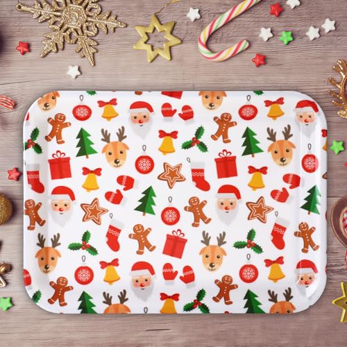 Ferrochef Classic Christmas Melamine Serving Plates Set – 4 Pcs, 13x10 Inches