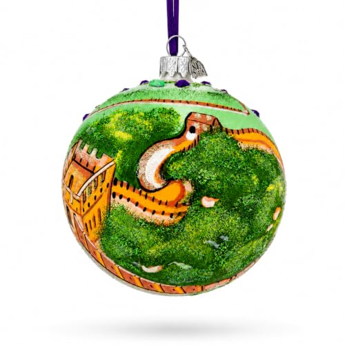 The Great Wall of China Glass Ball Christmas Ornament 4-Inch — Hand-Painted German Glass