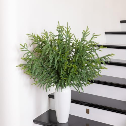GIAUMA 36 Inch Artificial Norfolk Pine Stems - 16 Pack Realistic Holiday Decor