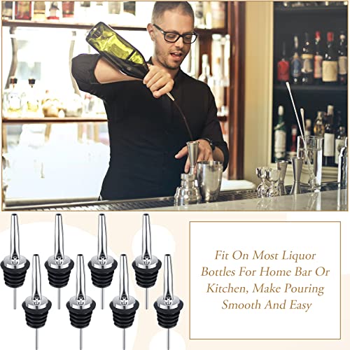 Chengu 72 Pack Metal Liquor Bottle Pour Spouts Silver - Long-lasting Stainless Steel with Rubber Covers