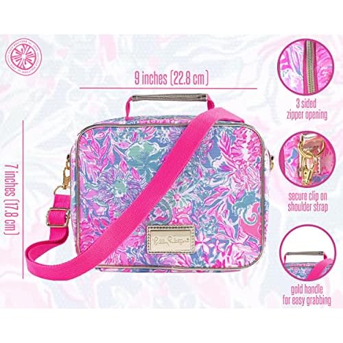 Lilly Pulitzer Insulated Lunch Box for Women, Cute Lunch Cooler Bag with Adjustable/Removable Shoulder Strap, Viva La Lilly