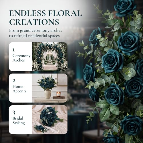 NEVISI 50Pcs Emerald Green Artificial Rose Flowers for Christmas Decor