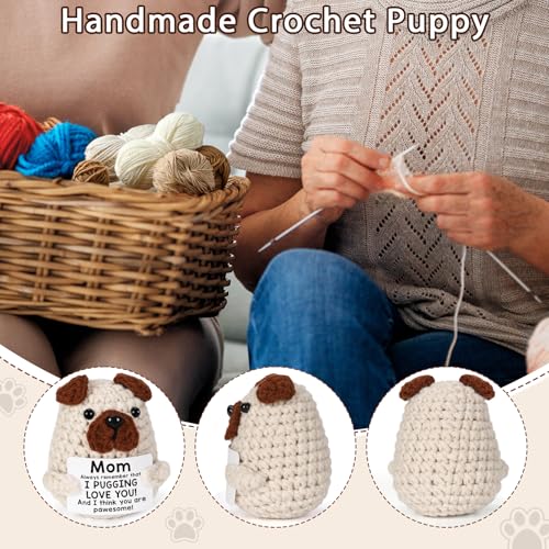 Mom Valentines Day Gift Crochet Puppy - Thank You & Love You Gift for Mother