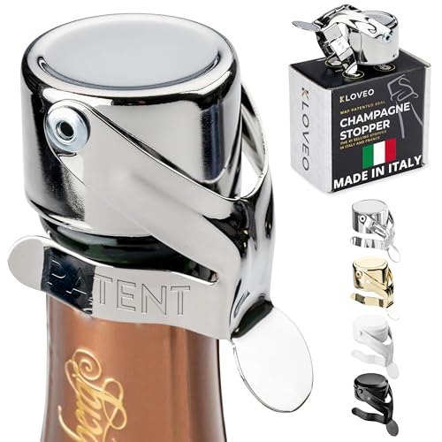 Stainless Steel Champagne Bottle Stopper - Easy-Lock Italian Freshness Seal