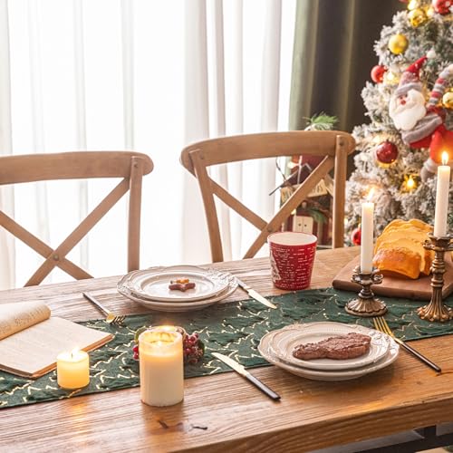 AQOTHES Green Tree Sequin Christmas Table Runner 13x72 Inches