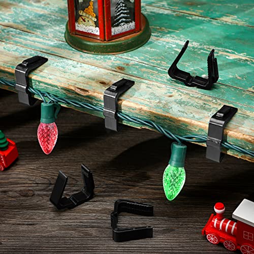 50 Pcs Christmas Light Gutter Clips - 1-5/8 Inch Black Plastic Hooks