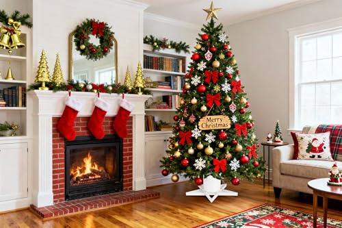 White Christmas Tree Stand for Up to 6.5ft Trees - Fits 4.7 Inch Trunks, Xmas Tree Holder