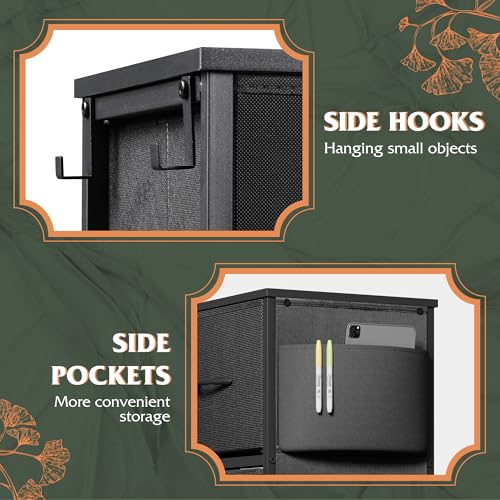 10-Drawer Fabric Dresser with Steel Frame, Side Pockets and Hooks