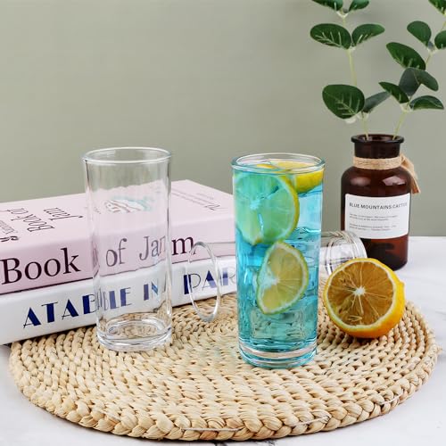 BTGLLAS Glass Set of 6 Highball Drinking Glasses 8oz for Cocktails & Water - Clear