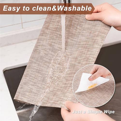 Washable Beige Placemats Set of 4, Heat Resistant Vinyl Dining Table Mats