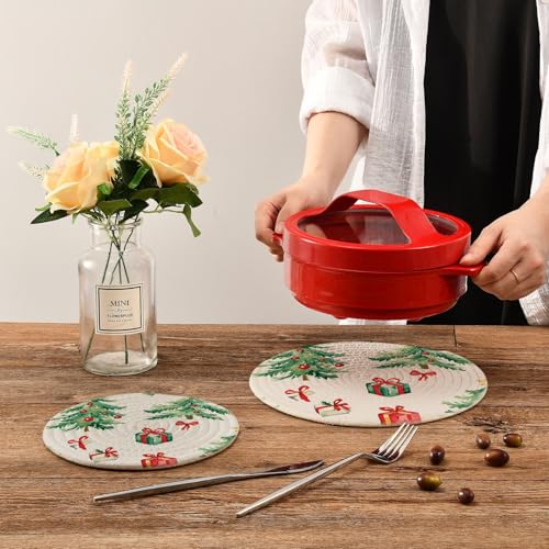 YETTASBIN Round Cotton Trivets 2-Piece Set, Heat-Resistant Pot Holders 7.09/9.45in