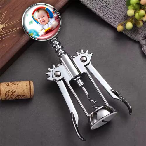 Ubjva Custom Photo Wing Corkscrew, Silver Zinc Alloy Wine Opener, 7in - One Size