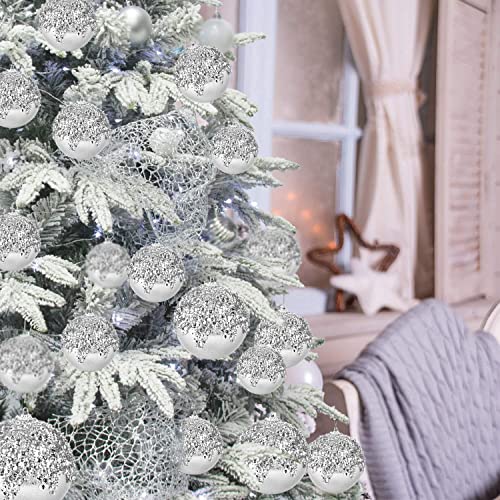 4-Inch Silver Shatterproof Christmas Ball Ornaments - 4 Pack Large Tree Baubles