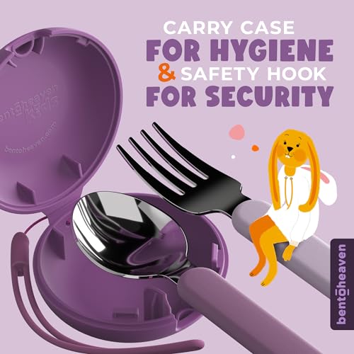 Kids Stainless Steel Utensil Set with Case, Fork and Spoon for School