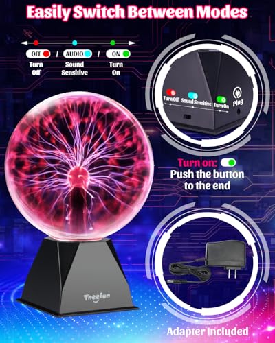 8-Inch Plasma Ball Lamp with Touch and Sound Sensitive Lightning Effects