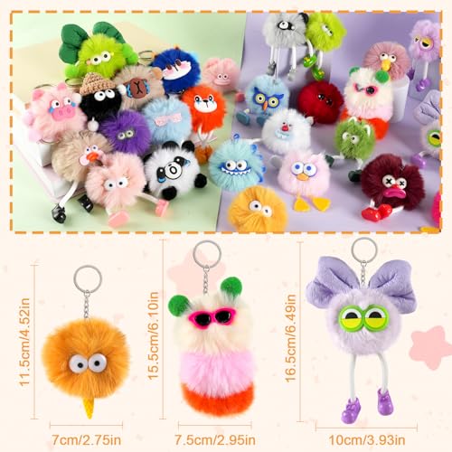 AMZFAVOR 36pcs Plush Animal Keychains Bulk for Kids, Party Favors & Backpacks
