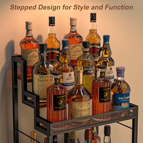 5-Tier Industrial Liquor Cabinet and Wine Rack with Metal Storage Shelves