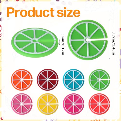 8 pcs Lemon Slice Drink Markers for Glasses - Reusable Silicone Wine Charms