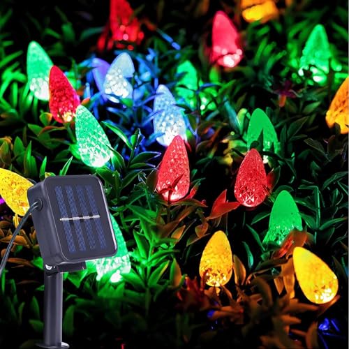 50 LED Solar Strawberry Christmas String Lights, IP65 Waterproof - 1 Pack