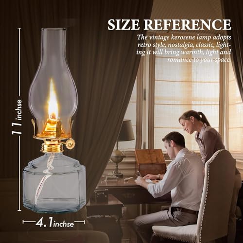 Vintage Glass Kerosene Oil Lamp for Indoor Use - Clear Hurricane Lantern