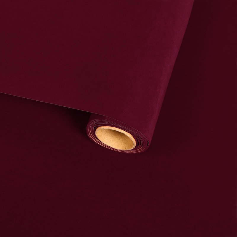 VaryFloral Dark Red Velvet Wallpaper Self Adhesive Felt Fabric for Jewelry Box Shelves Soft Velour Drawer Liner Wrap for Cabinets Burgundy Red Flock Contact Paper Velvet Wrapping Paper Roll 11.8"x118"