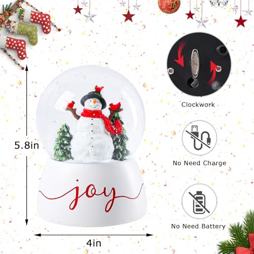 MUMTOP Snowman Snow Globe with Red Cardinal Music Lighted Swirling Glitter for Christmas Decor