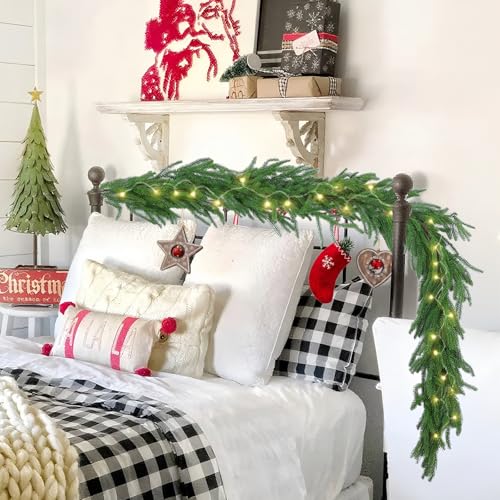 Real Touch Norfolk Pine Garland 6FT - Artificial Winter Greenery (2 Pack)