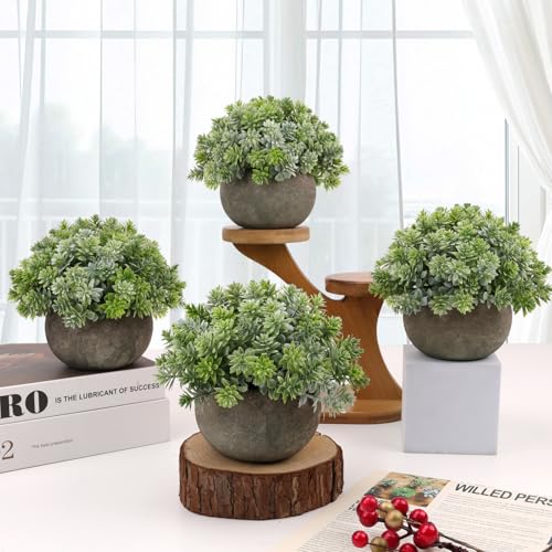 5-Inch Artificial Sage Potted Plant, Small Faux Greenery for Home Decor