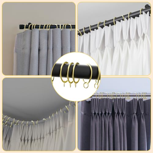 1.4-Inch Gold Metal Curtain Rings with Eyelets - 14 Pack Drapery Hardware