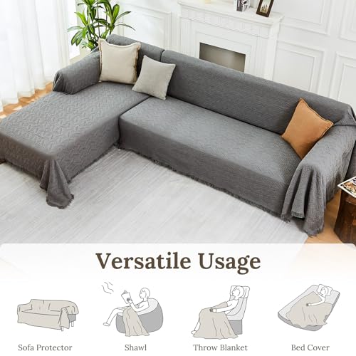 L Shape Sectional Couch Cover Set - Dark Grey XL, Washable & Pet Friendly