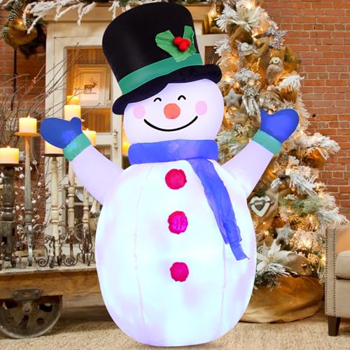 4 ft Christmas Inflatable Snowman with LED Lights - Indoor/Outdoor Yard Lawn Decor (Variation: 4 ft Christmas Snowman)