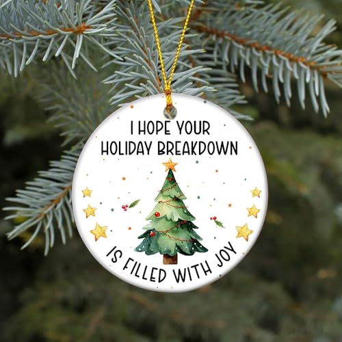 Hc-36 Funny Christmas Tree Ornament 2025 Holiday Breakdown Ceramic Xmas Decoration