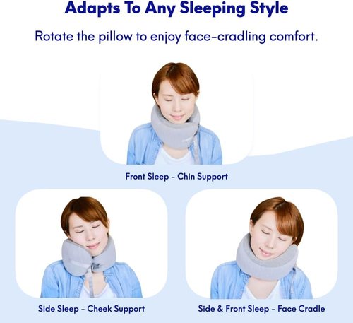 C CUSHION LAB Travel Pillow - Award-Winning Ergonomic Memory Foam for Neck Support | Compact Gray Design