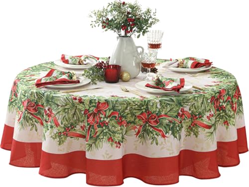 Newbridge Holly Ribbon Traditions 17" x 17" Set of 4 Bordered Fabric Napkins