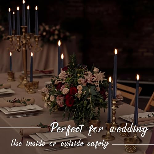 Baquler 100 Pcs Flameless Taper Candles - Black LED Candlesticks (Black) Flickering