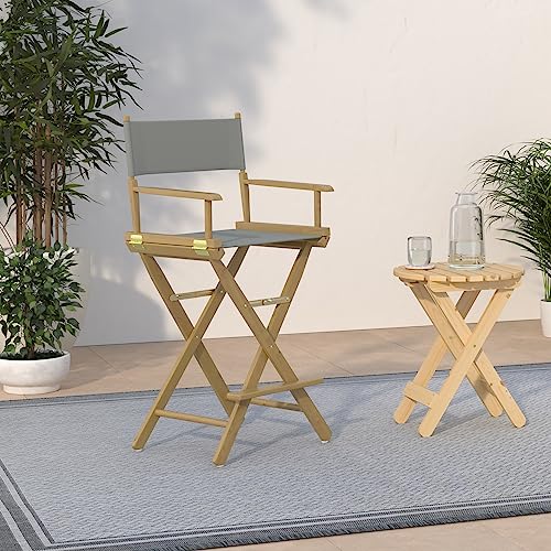 30-Inch Solid Wood Director's Chair, Foldable Bar Height Seating