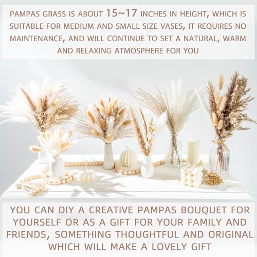 96Pcs Natural Dried Pampas Grass Bouquet for Boho Home & Wedding Decor