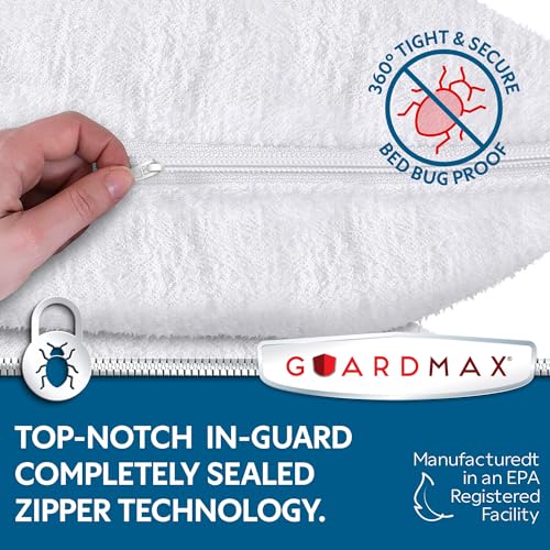 Waterproof Terry Cotton Pillow Protectors - Standard Size, 2-Pack