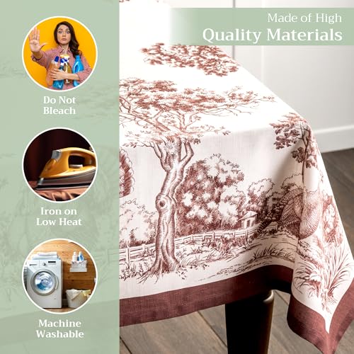Maison d'Hermine Holy Jouy Brown Rectangular Tablecloth 70x120 in Cotton