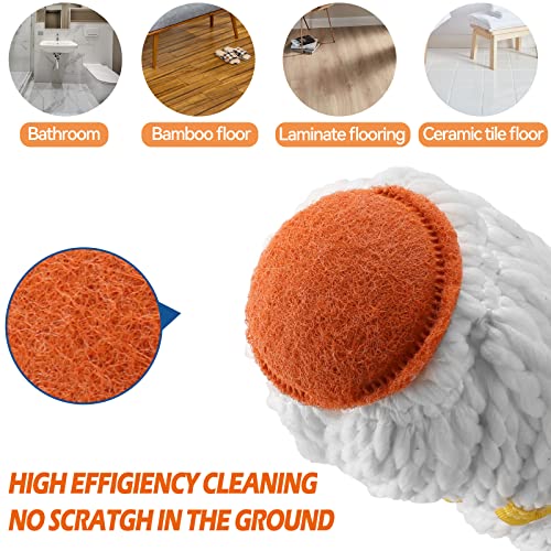 Self-Wringing Microfiber Twist Mop with 57" Long Handle & Scouring Pad